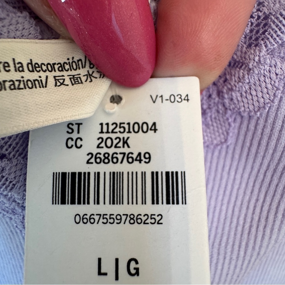 PINK - Seamless Rib Longline Bralette & High-Leg Thong Panty Set Purple L - NWT - Picture 6 of 7